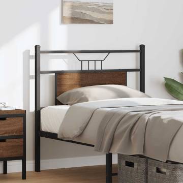 Stylish Brown Oak Headboard - 75 cm Engineered Wood & Steel