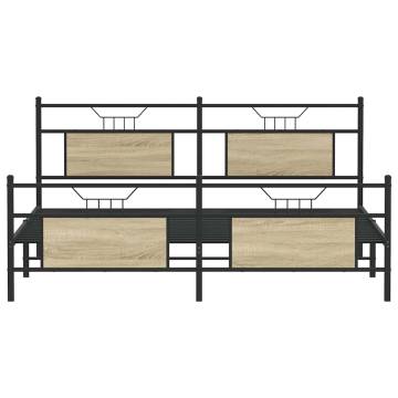 Sonoma Oak Metal Bed Frame 160x200 cm - Durable & Stylish