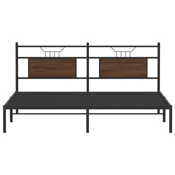 Brown Oak Bed Frame 160x200 cm - Durable Engineered Wood