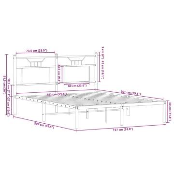 Sonoma Oak King Size Bed Frame - 150x200 cm, Engineered Wood