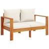 4 Piece Garden Sofa Set with Cushions - Solid Wood Acacia