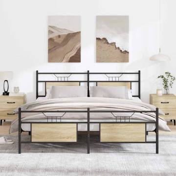 Sonoma Oak Metal Bed Frame - 183x213 cm Without Mattress