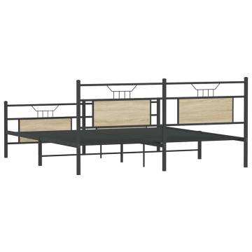 Sonoma Oak Metal Bed Frame - 183x213 cm Without Mattress