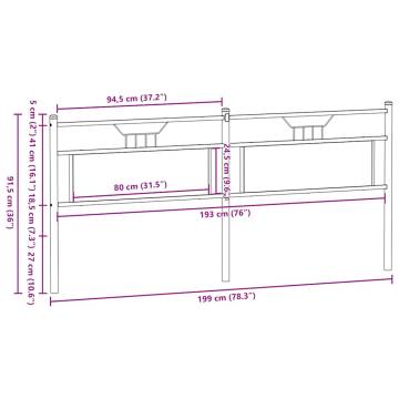 Sonoma Oak Headboard 193 cm | Stylish Engineered Wood & Steel