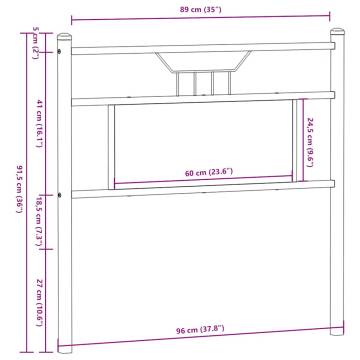 Stylish Brown Oak Headboard - 90 cm Engineered Wood & Steel