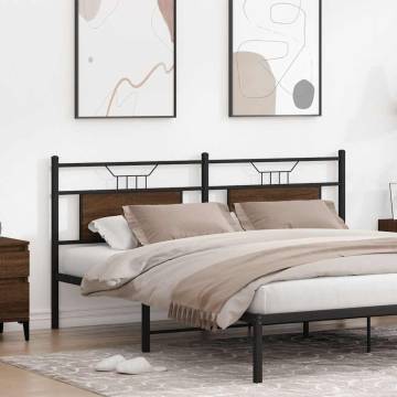 Stylish Brown Oak Headboard - 160 cm Engineered Wood & Steel