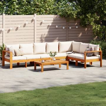 5 Piece Garden Sofa Set with Cushions - Solid Acacia Wood