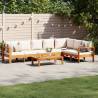  5 Piece Garden Sofa Set with Cushions Solid Wood Acacia Colour cream Model corner + 3x sofa + table Number of 1 