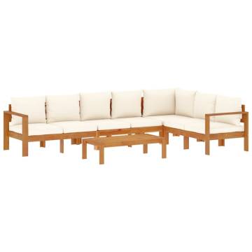 5 Piece Garden Sofa Set with Cushions - Solid Acacia Wood