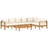 5 Piece Garden Sofa Set with Cushions - Solid Acacia Wood