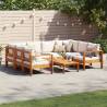  6 Piece Garden Sofa Set with Cushions Solid Wood Acacia Colour cream Model 2x corner + 3x sofa + table Number of 1 