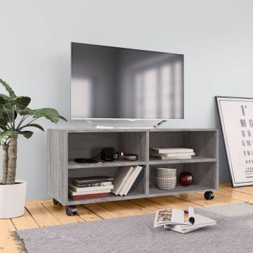 Stylish Grey Sonoma TV Cabinet with Castors - 90x35x35 cm