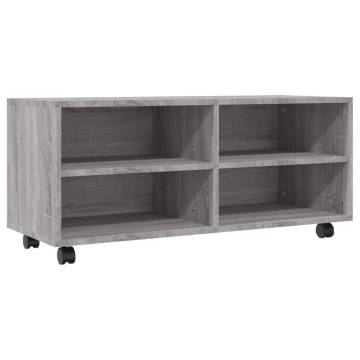 Stylish Grey Sonoma TV Cabinet with Castors - 90x35x35 cm