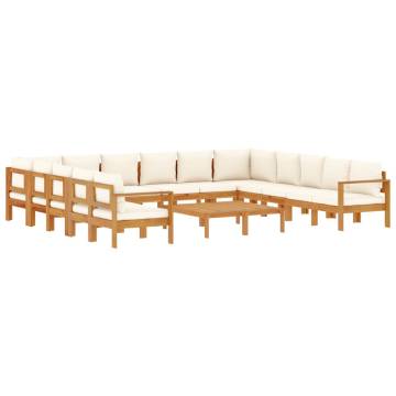 10 Piece Garden Sofa Set with Cushions - Solid Wood Acacia