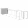 Light Grey Dog House with Run | Durable Galvanised Steel