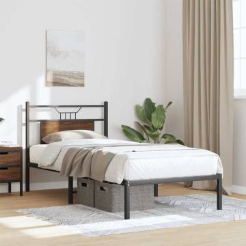 Brown Oak Bed Frame - Small Single 75x190 cm | Hipo Market