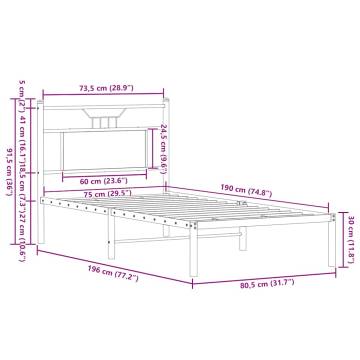 Brown Oak Bed Frame - Small Single 75x190 cm | Hipo Market