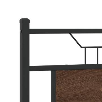 Stylish Brown Oak Headboard - Engineered Wood & Steel | HipoMarket