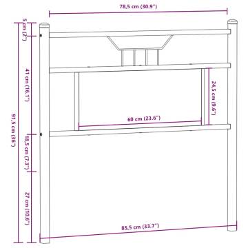 Stylish Sonoma Oak Headboard - 80 cm Engineered Wood & Steel