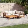  4 Piece Garden Sofa Set with Cushions Solid Wood Acacia Colour cream Model corner + 2x sofa + table Number of 1 