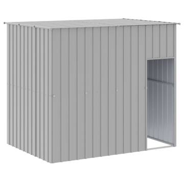 Light Grey Dog House with Run | Durable Galvanised Steel