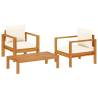 3 Piece Garden Sofa Set with Cushions - Solid Wood Acacia