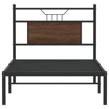 Brown Oak Bed Frame 90x190 cm - Single Engineered Wood