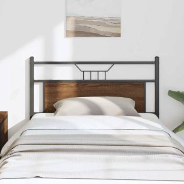 Brown Oak Headboard 107 cm - Durable Engineered Wood & Steel