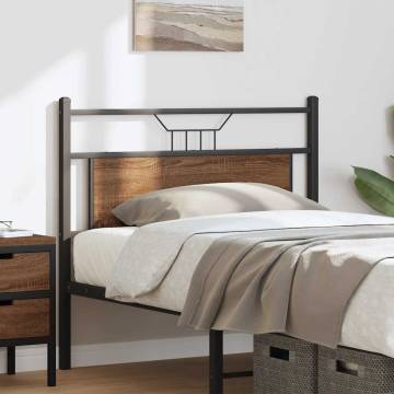 Brown Oak Headboard 107 cm - Durable Engineered Wood & Steel