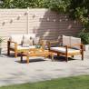  3 Piece Garden Sofa Set with Cushions Solid Wood Acacia Colour cream Model 2x sofa + table Number of 1 