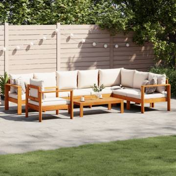 6 Piece Garden Sofa Set with Cushions - Solid Wood Acacia