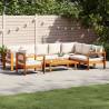  6 Piece Garden Sofa Set with Cushions Solid Wood Acacia Colour cream Model corner + chair + 3x sofa + table Number of 1 