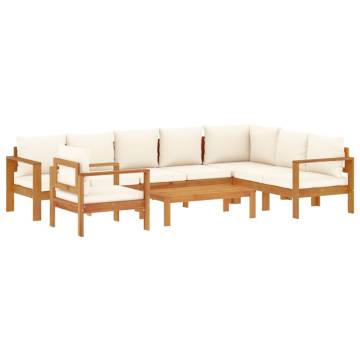 6 Piece Garden Sofa Set with Cushions - Solid Wood Acacia