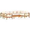 6 Piece Garden Sofa Set with Cushions - Solid Wood Acacia