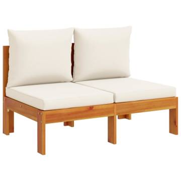 6 Piece Garden Sofa Set with Cushions - Solid Wood Acacia