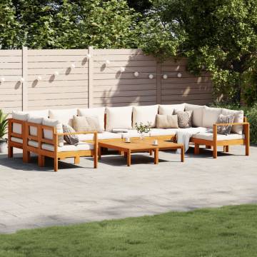 8 Piece Garden Sofa Set with Cushions | Solid Acacia Wood