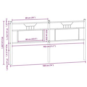 Headboard Sonoma Oak 183 cm - Stylish Engineered Wood & Steel