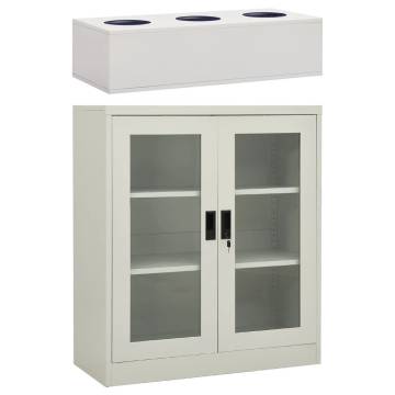 Office Cabinet with Planter Box - Light Grey Steel 90x40x128 cm