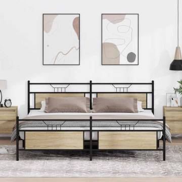 Sonoma Oak Metal Bed Frame without Mattress - 193x203 cm