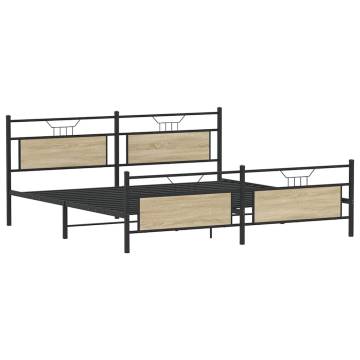 Sonoma Oak Metal Bed Frame without Mattress - 193x203 cm