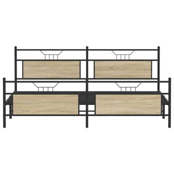 Sonoma Oak Metal Bed Frame without Mattress - 193x203 cm