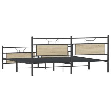 Sonoma Oak Metal Bed Frame without Mattress - 193x203 cm