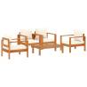 5 Piece Garden Sofa Set with Cushions | Solid Wood Acacia