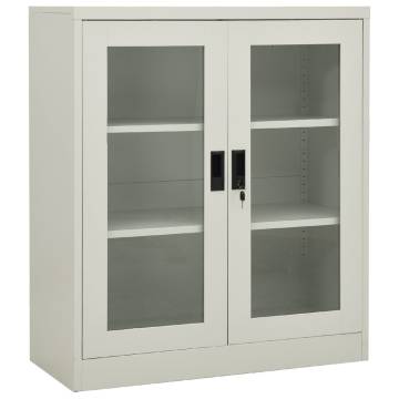 Office Cabinet with Planter Box - Light Grey Steel 90x40x128 cm