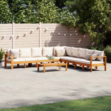 6 Piece Garden Sofa Set with Cushions - Solid Acacia Wood