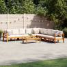  6 Piece Garden Sofa Set with Cushions Solid Wood Acacia Colour cream Model corner + 4x sofa + table Number of 1 