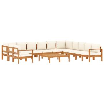 9 Piece Garden Sofa Set with Cushions | Solid Wood Acacia