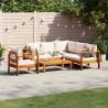 5 Piece Garden Sofa Set with Cushions - Solid Acacia Wood