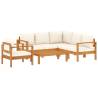 5 Piece Garden Sofa Set with Cushions - Solid Acacia Wood