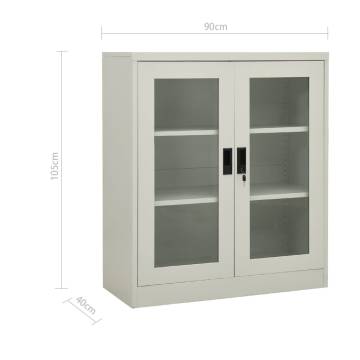 Office Cabinet with Planter Box - Light Grey Steel 90x40x128 cm